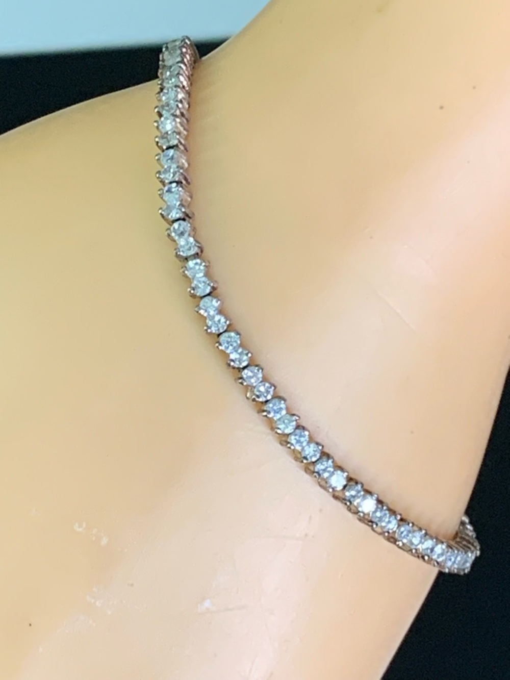 Vintage 925 Sterling Silver CZ Tennis Bracelet / Classic Sparkling Design / 10g